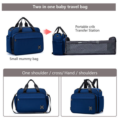HOMCOM portable folding crib mummy bag with messenger strap, compact and multifunctional for travel and on-the-go use.
