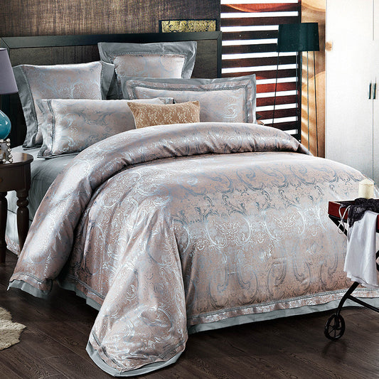 HOMCOM four-piece home textiles and bedding set, including comforter, sheets, and pillowcases, in soft neutral tones.
