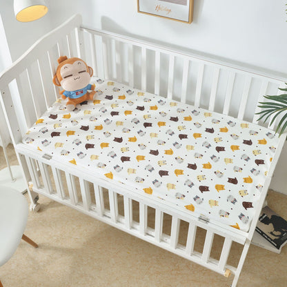 HOMCOM cotton crib bed sheet with waterproof, breathable, urine-proof fabric and non-slip design for safe, comfortable sleep.
