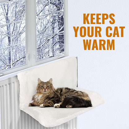 HOMCOM iron frame cat bed with hammock design and radiator mount for cozy feline relaxation.