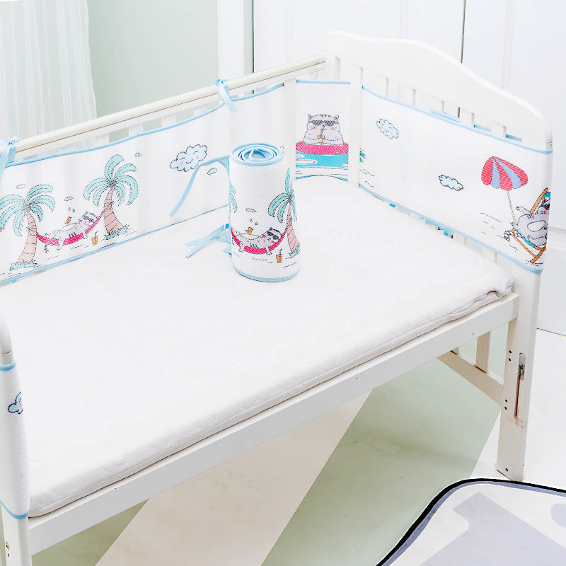 HOMCOM 3D sandwich mesh breathable baby anti-collision bed surround, soft and secure for child safety in a crib or bed.