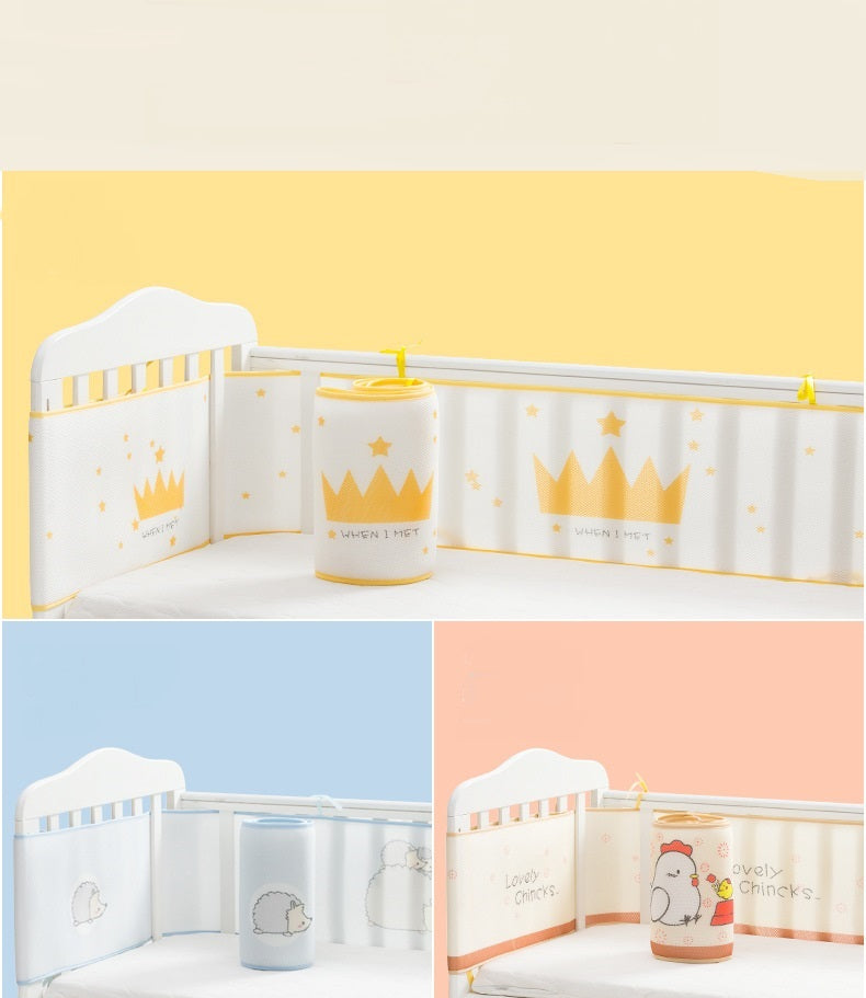 HOMCOM 3D sandwich mesh breathable baby bed surround with anti-collision design for child safety, mesh panels for visibility