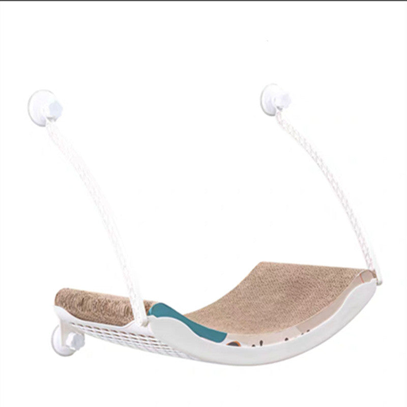 HOMCOM sun-hanging cat hammock with cushioned surface for relaxing and lounging outdoors or indoors.