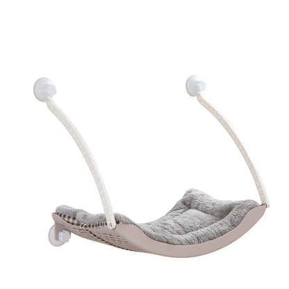 HOMCOM sun-hanging cat hammock with soft fabric and sturdy frame, perfect for cozy lounging in natural light.