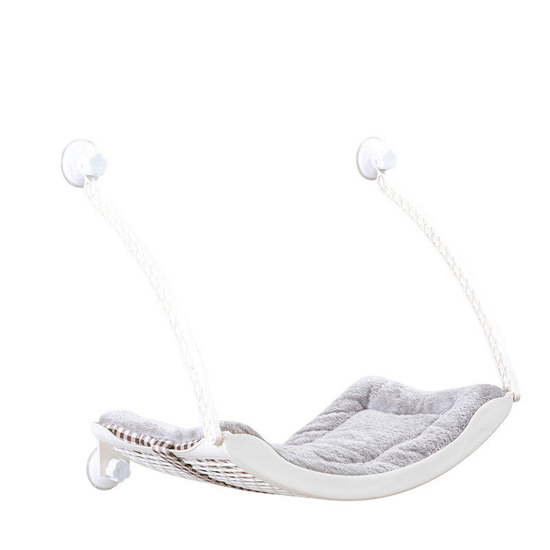 HOMCOM sun-loving cat hammock hanging inside, cozy for cats to relax and bask in the sun with soft fabric and sturdy frame.