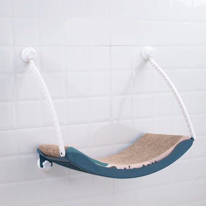 HOMCOM sun-hanging cat hammock with soft fabric and sturdy frame, perfect for relaxing and lounging in sunny spots.