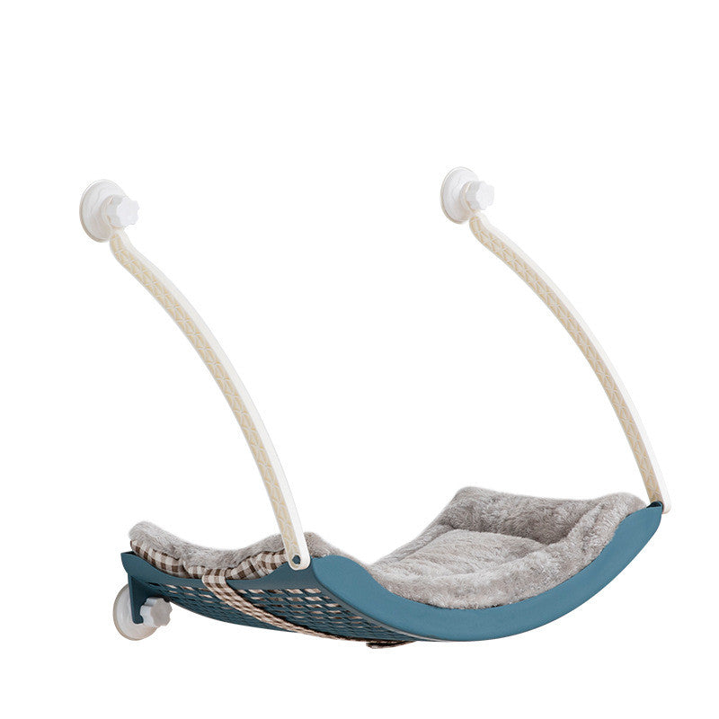 HOMCOM sun-hanging cat hammock with soft fabric and sturdy frame, designed for comfortable outdoor or indoor lounging for cats.