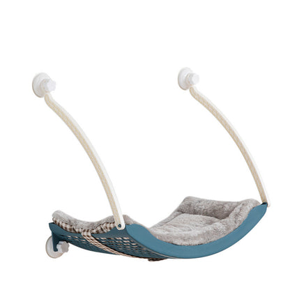 HOMCOM sun-hanging cat hammock with soft fabric and sturdy frame, designed for comfortable outdoor or indoor lounging for cats.