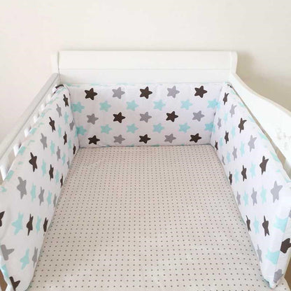 HOMCOM children's bedding set with baby bed, one-piece pure cotton design, includes removable washable anti-collision guardrail and bed curtain.
