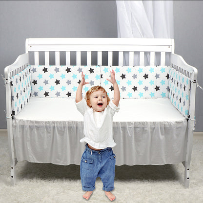 HOMCOM baby bed bumper cushion surrounds a crib, providing soft, thick padding for safety and comfort in a nursery setting.