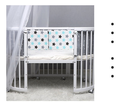 HOMCOM baby bed bumper cushion surrounds crib, providing thick, soft protection for infants in a one-piece design.