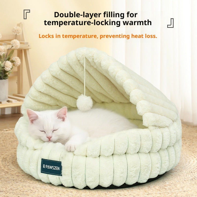 HOMCOM large cat nest pet bed with cozy, warm interior and soft fabric for comfortable feline relaxation.