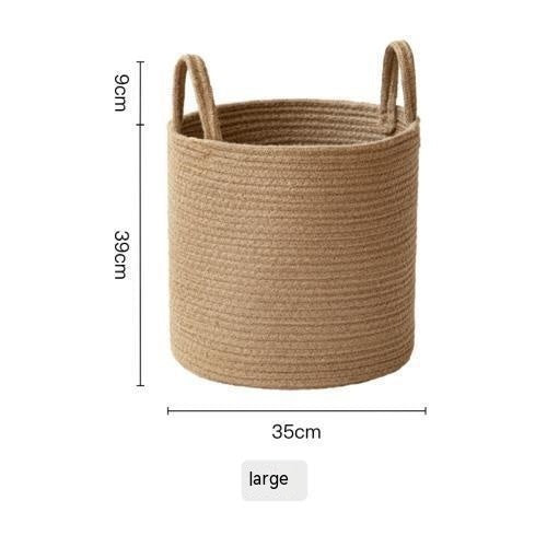 Jute Hand-Woven Cotton Basket – Natural Home Storage Decor