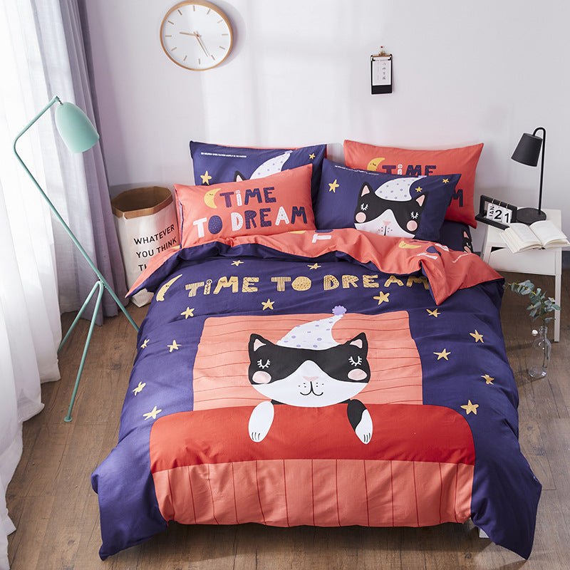 HOMCOM cotton cartoon bedding set with colorful playful patterns on soft fabric for a cozy bedroom decor.