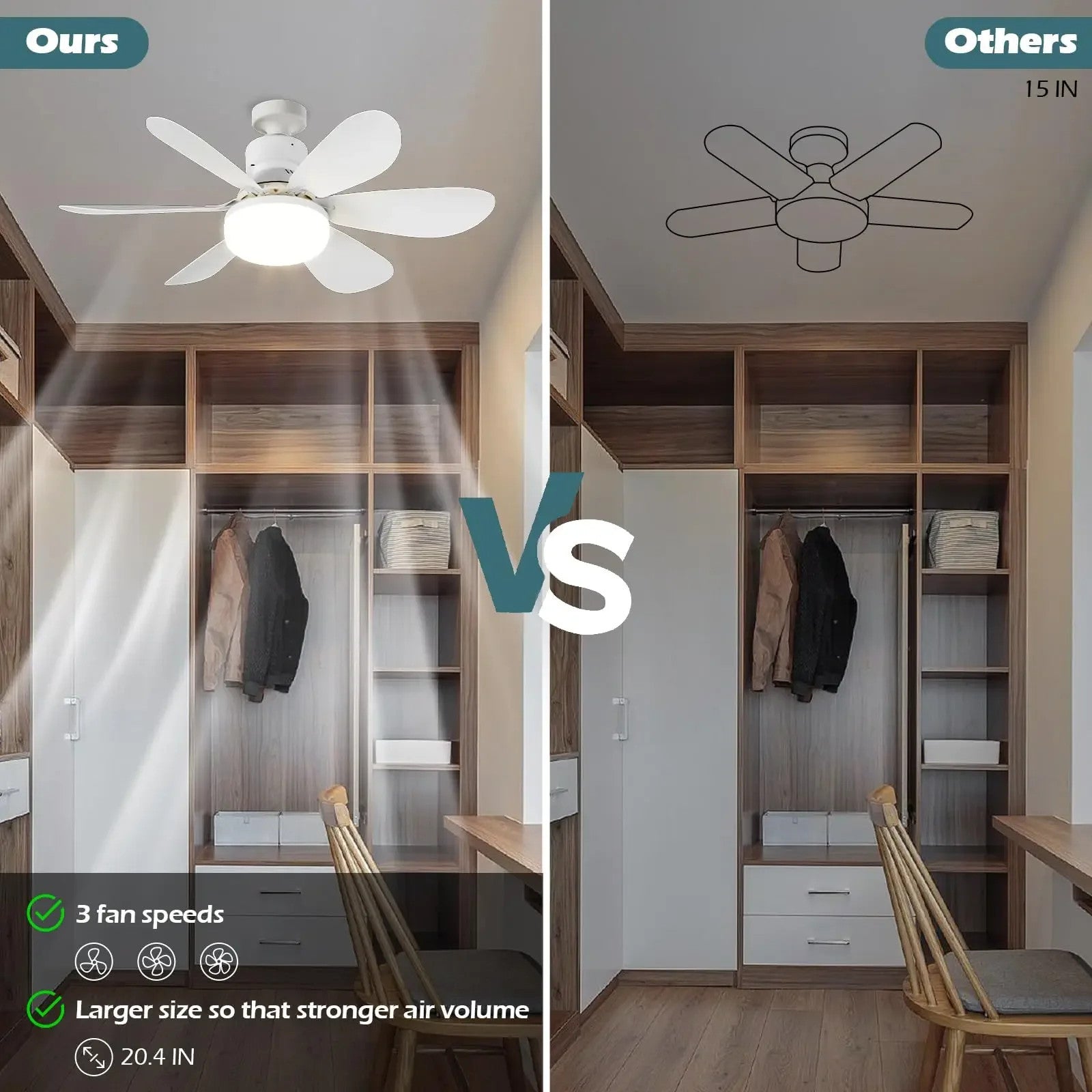HOMCOM modern LED ceiling fan with light, dimmable E27 bulb, 30W, ideal for bedroom or living room, featuring a sleek design.