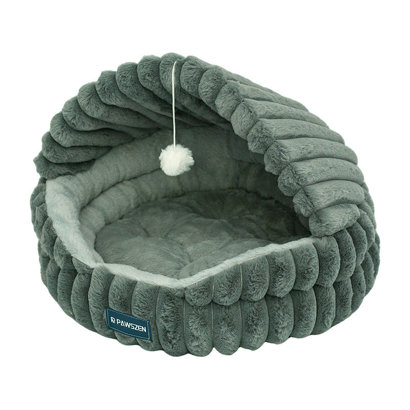 Large HOMCOM cat nest warm pet bed with soft, cozy interior and enclosed design for comfort and security.