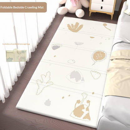 HOMCOM foldable baby crib side mat for living room protection, soft padded surface with safety edges for infant safety.