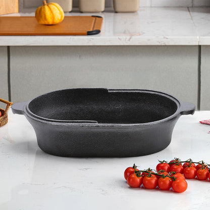 HOMCOM 2-in-1 cast iron Dutch oven and skillet with lid, ideal for camping, stew, and frying, durable black cookware.