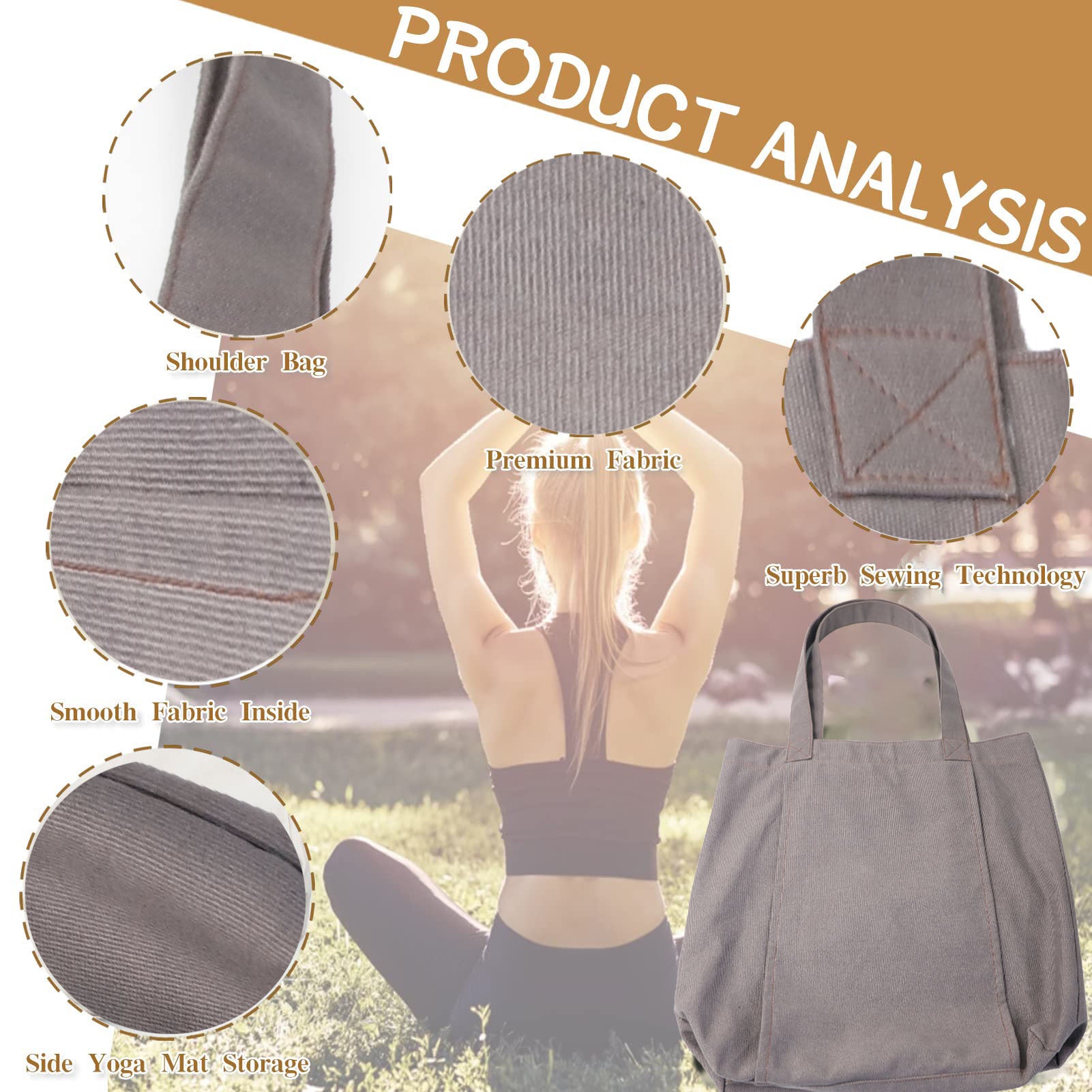 Eprolo yoga Pilates mat bag made of canvas, designed for outdoor exercise and travel, with a shoulder strap for easy carrying.