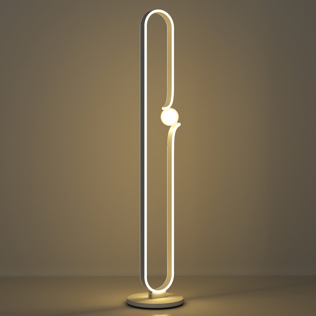 Dimmable LED Floor Lamp with Glass Night Light, Foot Switch, White