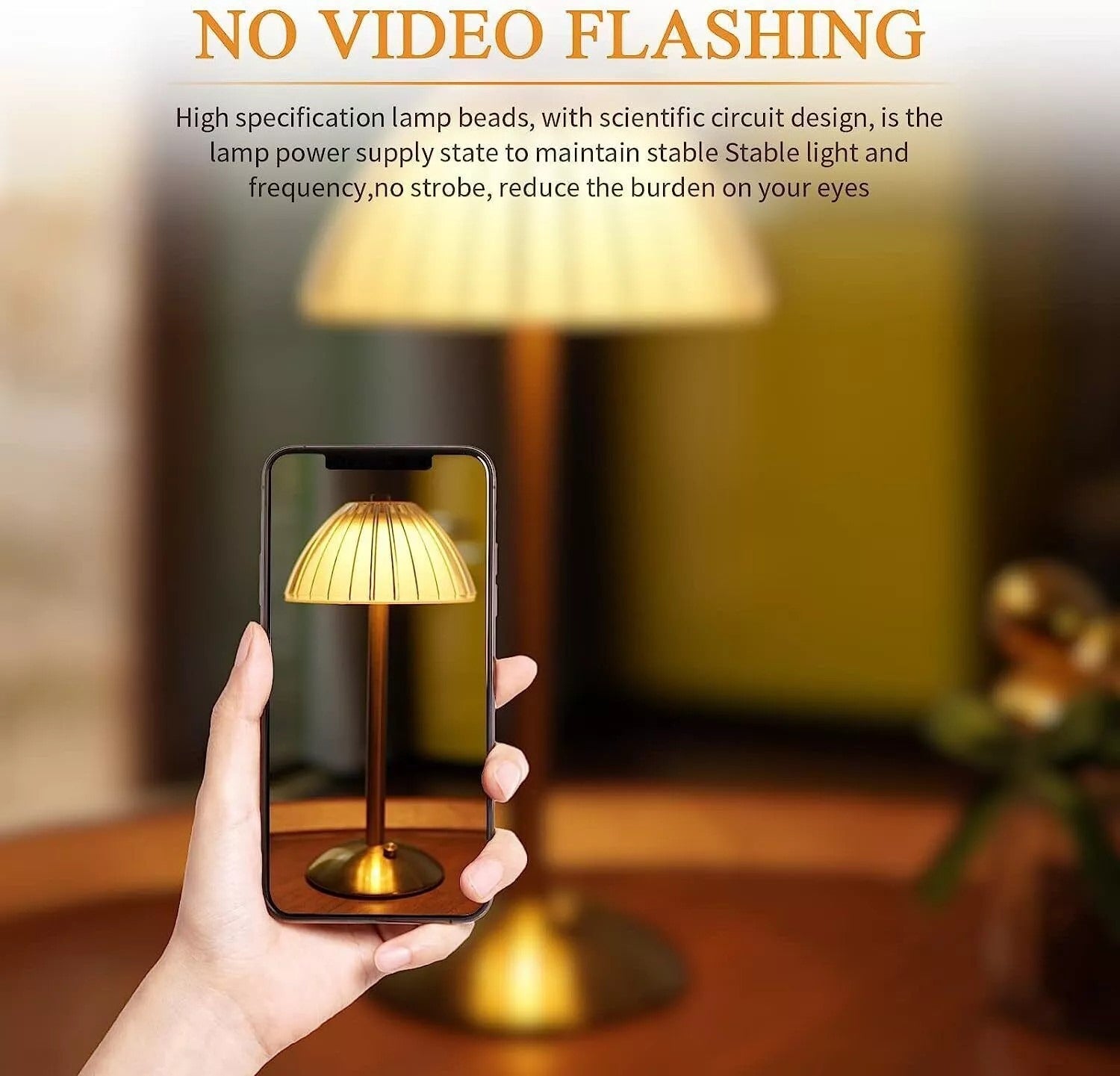 Modern HOMCOM LED table lamp with dimmable, cordless design, USB rechargeable night light on a bedside table.