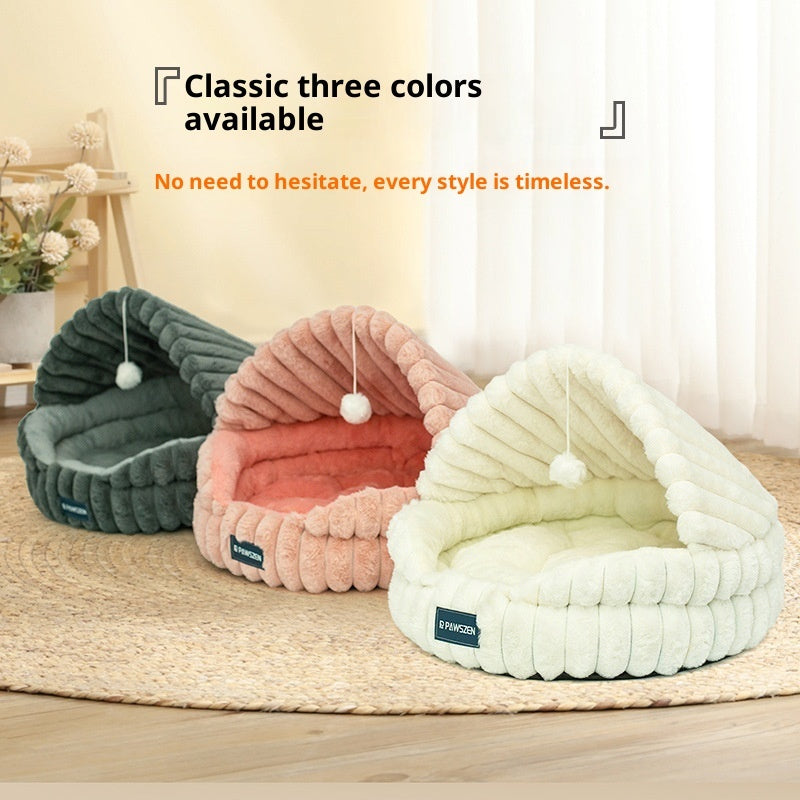 Warm HOMCOM large cat nest pet bed with soft, cozy interior and raised edges for comfort and security.