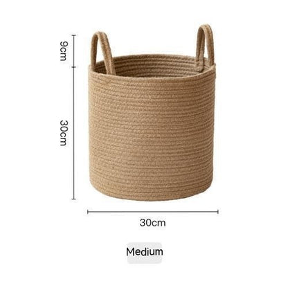 Jute Hand-Woven Cotton Basket – Natural Home Storage Decor