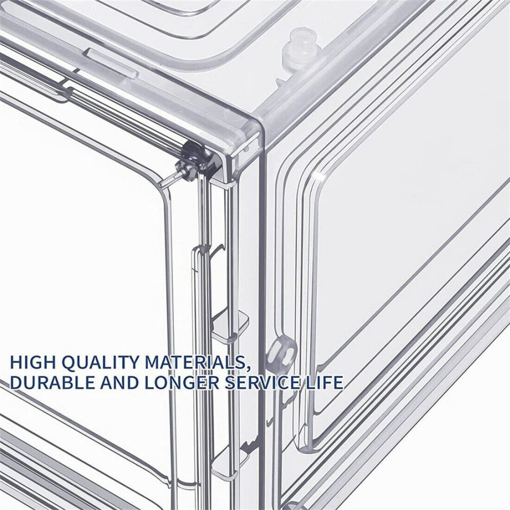 6 Pack Transparent Shoe Storage Boxes Hard Plastic Stackable Shoe Box Organiser