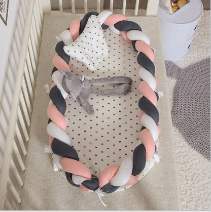 Portable cotton crib by HOMCOM, shown with soft white cotton fabric and sturdy frame, ideal for easy travel and safe sleep.