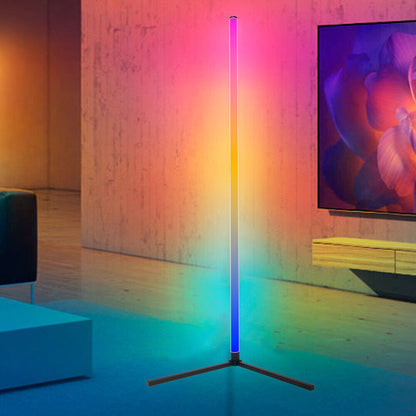 HOMCOM 10W RGB LED corner floor lamp with remote control, modern minimalist design, standing mood light for home decor.