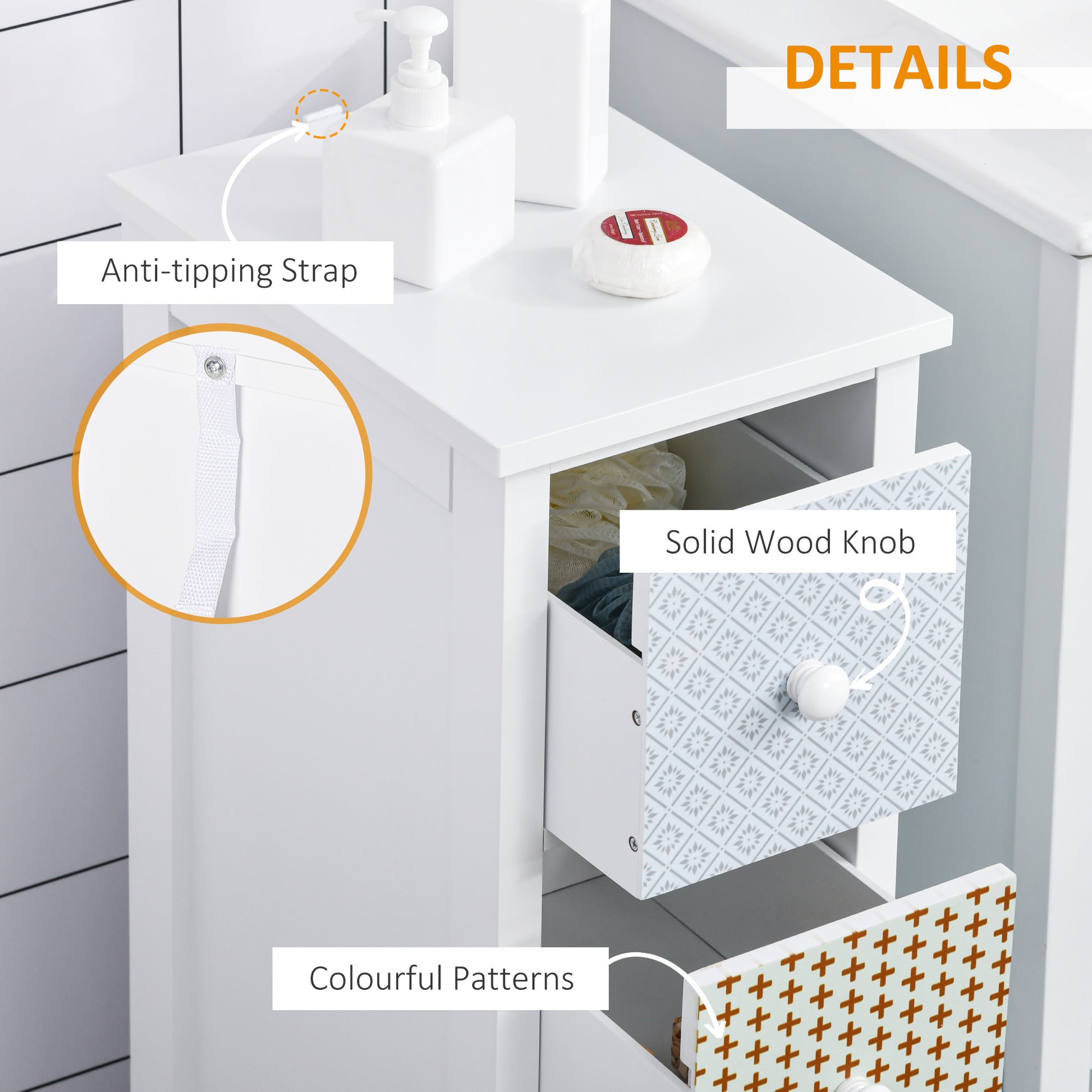 HOMCOM 4-drawer bathroom storage cabinet and bedroom organizer chest with spacious drawers for versatile home organization.