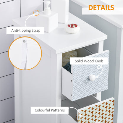 HOMCOM 4-drawer bathroom storage cabinet and bedroom organizer chest with spacious drawers for versatile home organization.