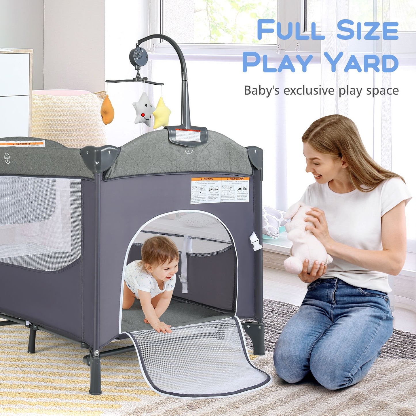 Livoshop 6-in-1 baby travel cot with changing table, compact foldable design, and soft bedding for convenient baby care on the go.