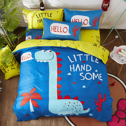 Colorful cotton cartoon bedding set by HOMCOM featuring playful character patterns on soft, comfortable fabric.