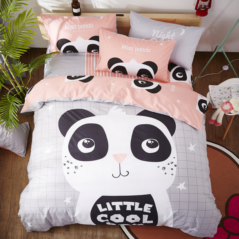 Colorful cotton cartoon bedding set by HOMCOM featuring playful character designs on soft, comfortable bed linens.