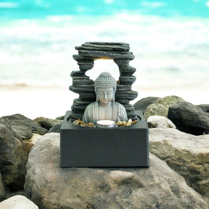 MSL 24cm fountain with flowing water feature and decorative design, perfect for indoor or outdoor garden decoration.