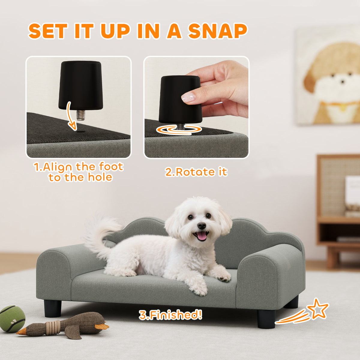 Soft dog bed or pet sofa with cushioned sides and cozy interior, perfect for small to medium-sized dogs or pets.
