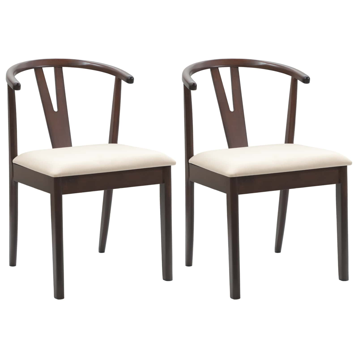 Dining Chair 2 pcs Light Brown and Light Solid Rubber Wood