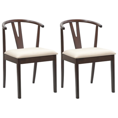 Dining Chair 2 pcs Light Brown and Light Solid Rubber Wood