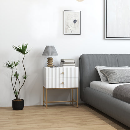 Modern one Bedside Table with 2 Drawers for Bedroom