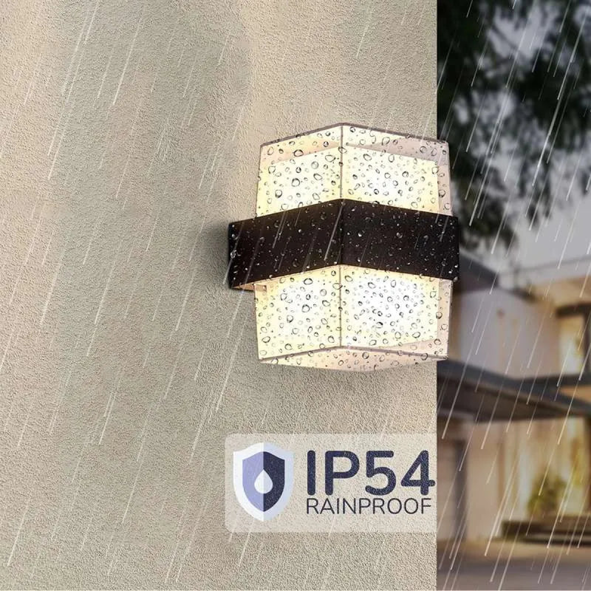 LEDsone Cuboid Box 12W IP54 outdoor wall sconce LED light with up/down lighting, weatherproof exterior for outdoor wall mounting.