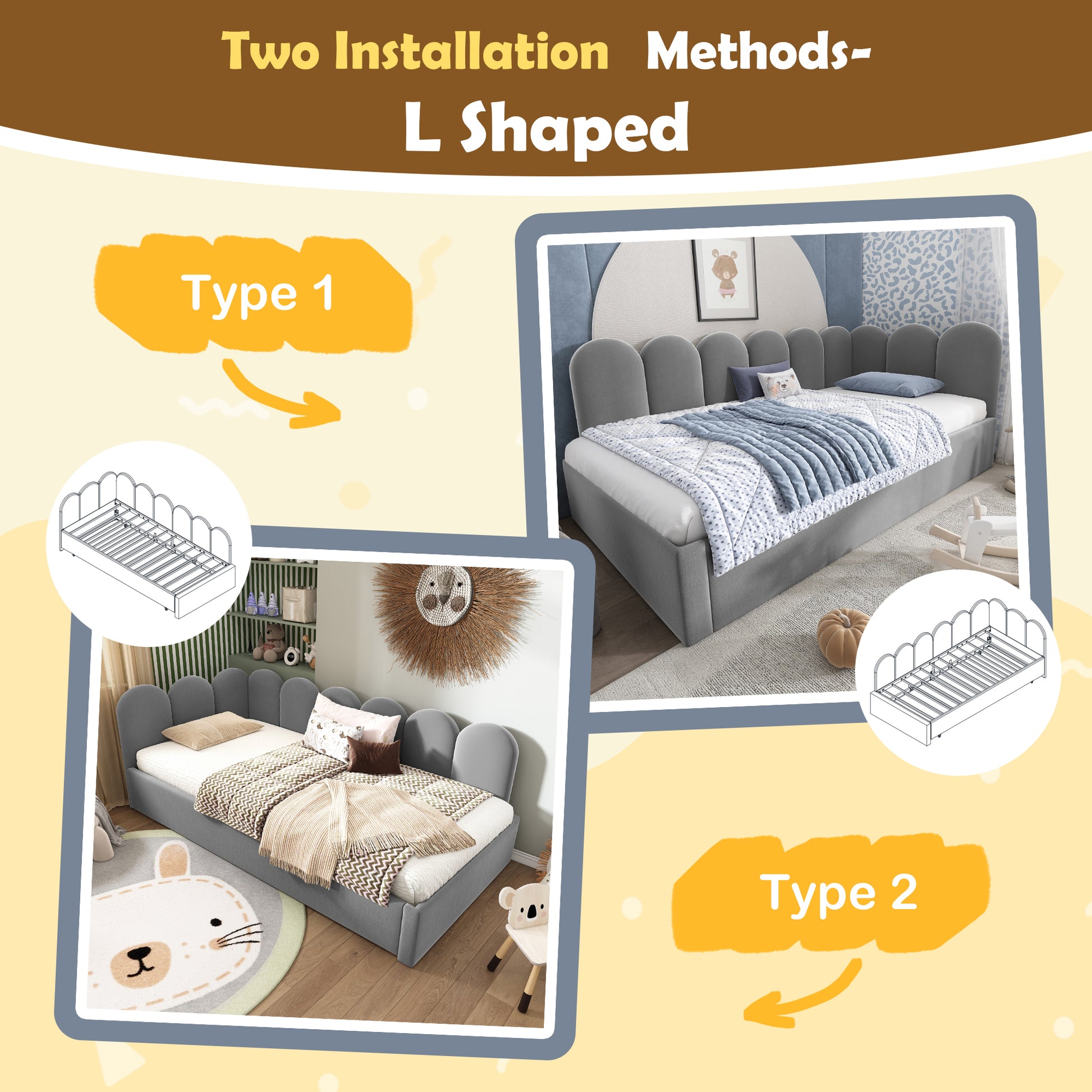 Grey upholstered HOMCOM daybed with pull-out bed, velvet fabric, slatted frame, suitable as sofa or guest bed for adults and children.