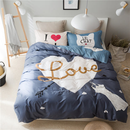 Colorful HOMCOM cotton cartoon bedding set with playful character designs on soft, breathable fabric for kids' bedroom decor.