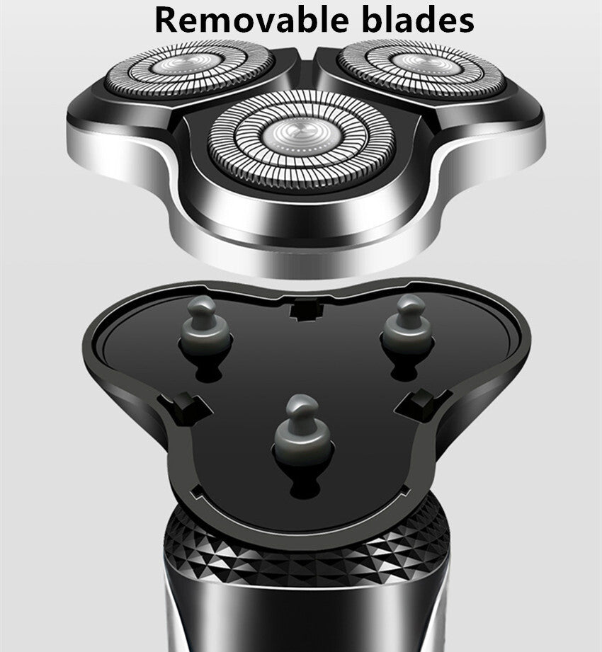 Electric Shaver for Men – Waterproof Rotary Razor with Pop-Up Beard Trimmer