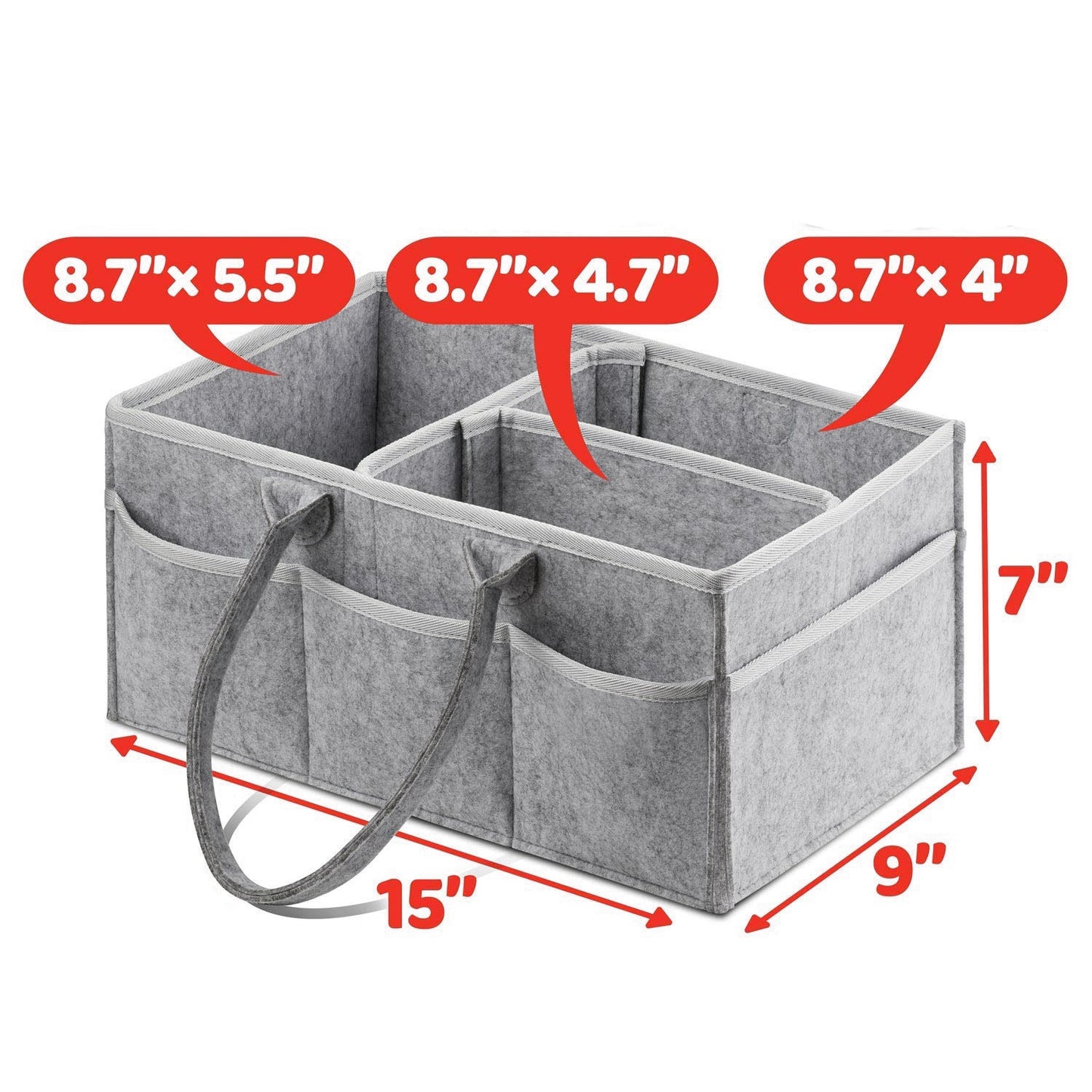 Eprolo baby diaper caddy organizer with multiple compartments for portable storage of baby essentials and diapers.