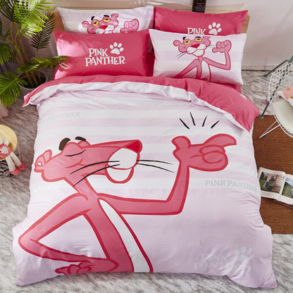 Colorful cotton cartoon bedding by HOMCOM featuring playful character designs and soft, comfortable fabric for kids' bedroom decor.