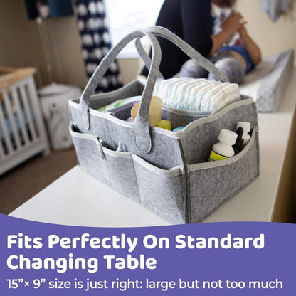eprolo baby diaper caddy organizer with portable storage bin, showing a spacious, multi-compartment diaper storage container.