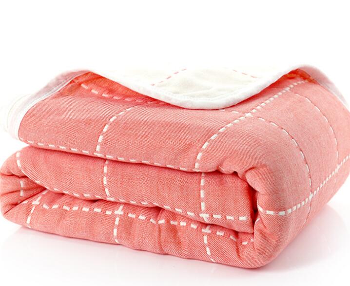 Soft baby muslin cotton blanket with six layers, perfect for swaddling and keeping infants cozy and comfortable.