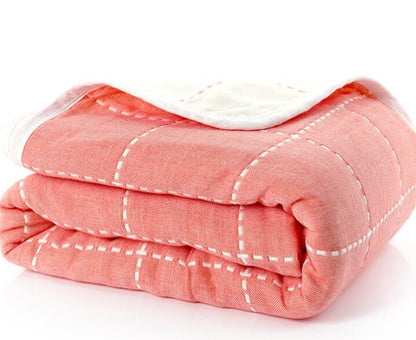 Soft baby muslin cotton blanket with six layers, perfect for swaddling and keeping infants cozy and comfortable.