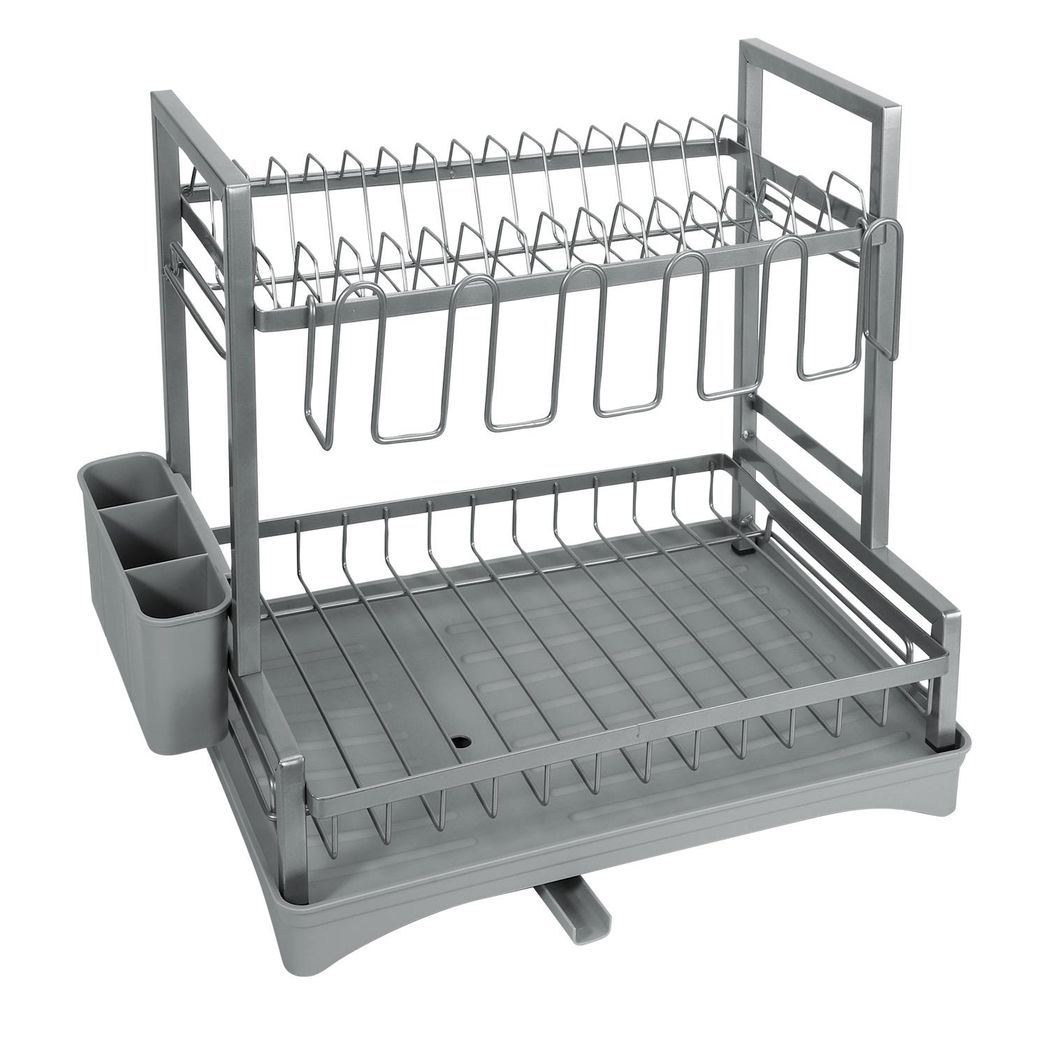 2 TIER DISH DRAINER GREY